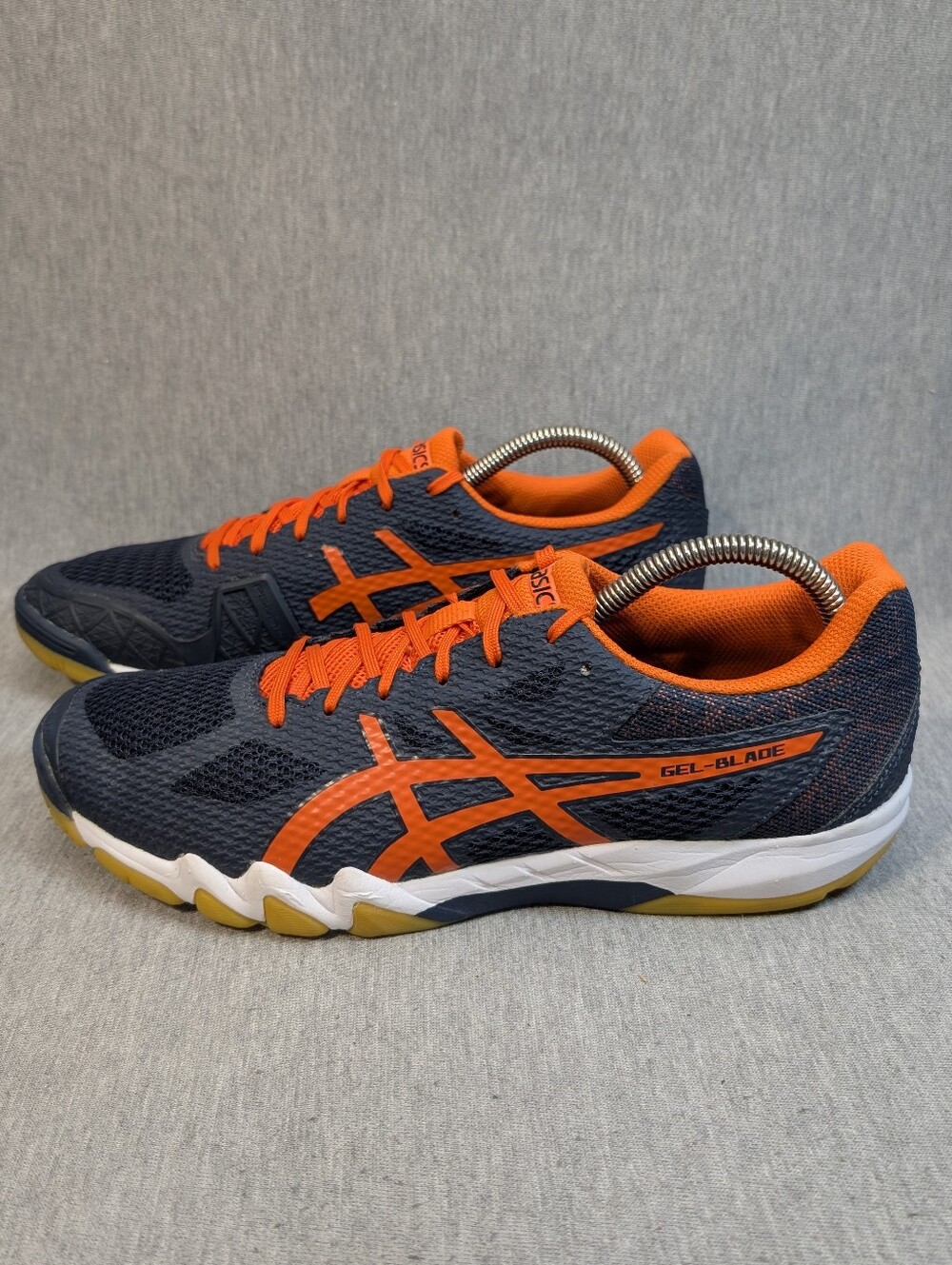 Asics Gel-Blade 7 Indoor Court Shoes Men's 9 Blue Orange Pickleball Sneakers